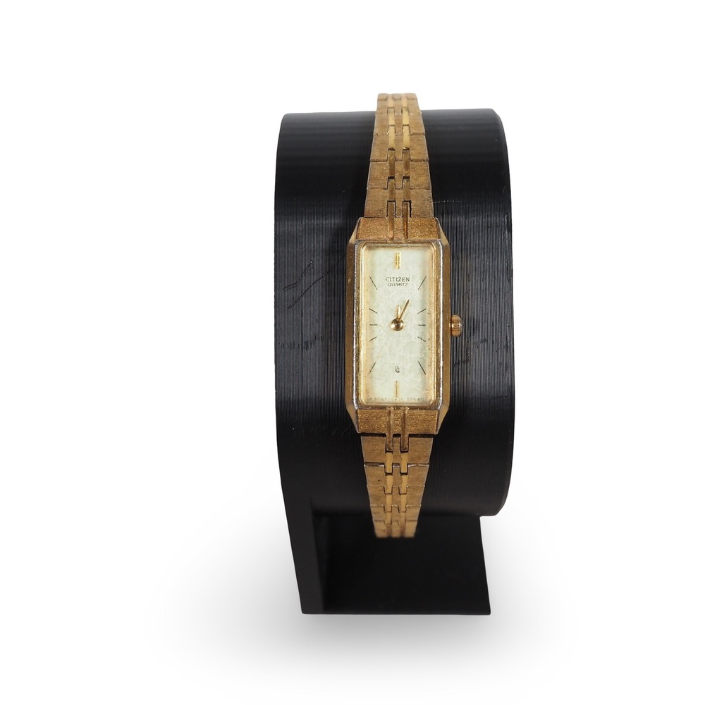Vintage Citizen 6030-S35186 Ladies Gold Tone Quartz Tank Dress Watch READ